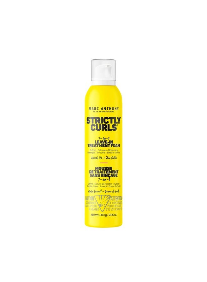 Leave In Hair Treatment, Strictly Curls - 7-In-1 Treatment Foam for Curly Hair Defines, Defrizzes, Moisturizes, Detangles, Softens & Shines with Avocado Oil & Shea Butter - 7.1 Ounce