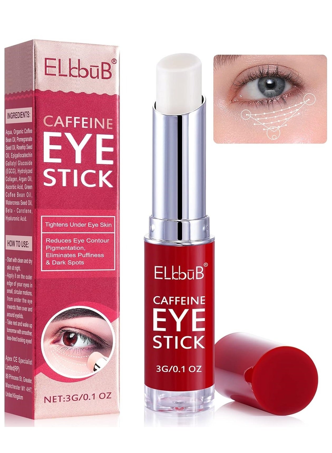 Caffeine Eye Stick Anti Wrinkle Eye Cream for Puffy Eyes Dark Circles Eye Bags Crows Feet Wrinkles Reduces Wrinkles Saggy Skin Puffy Eyes