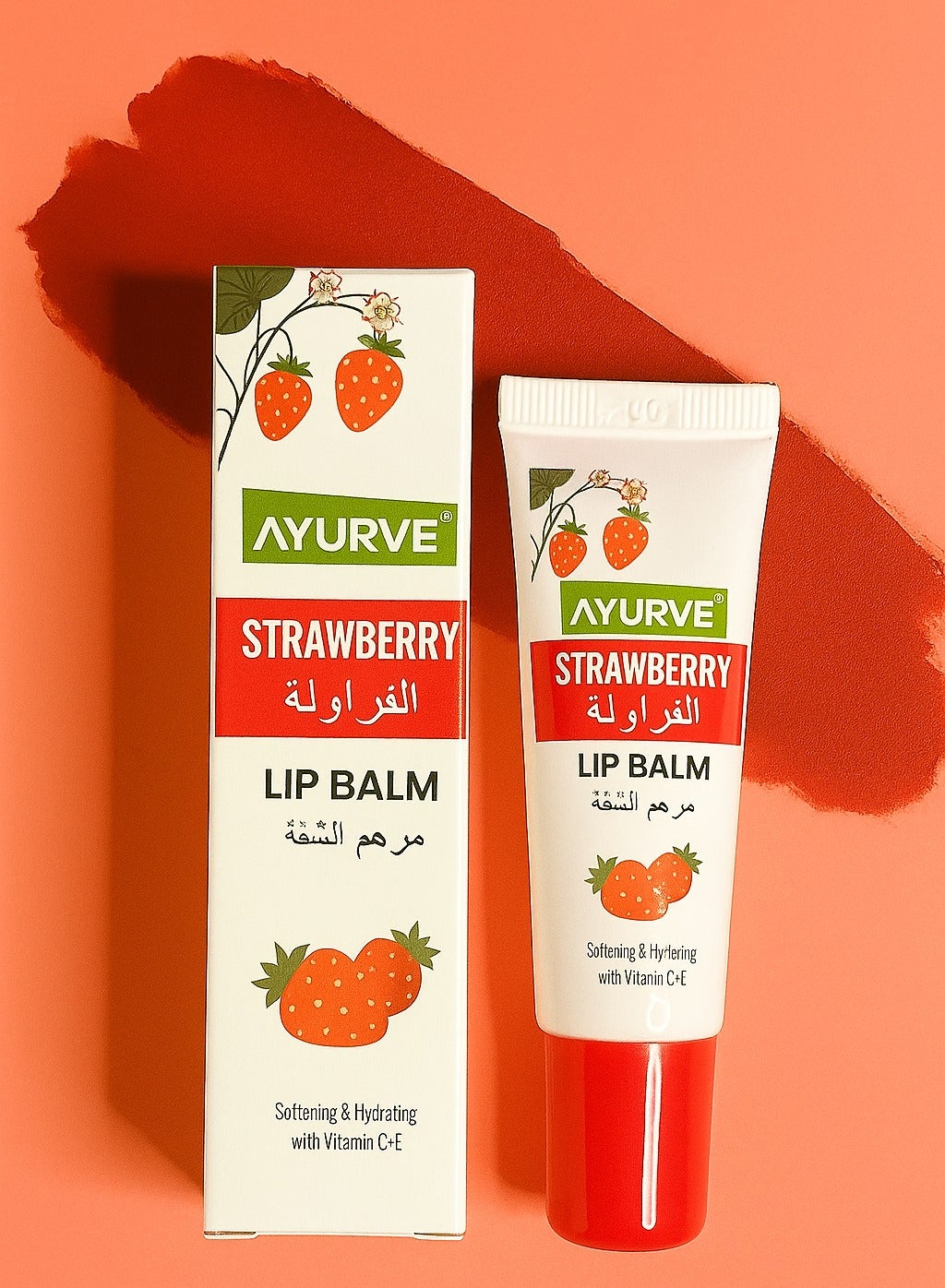 Strawberry Lip Balm – Soothing Lip Butter Balm with Strawberry Extract, Shea Butter & Vitamin C+E – Hydrating Lip Care – 10g