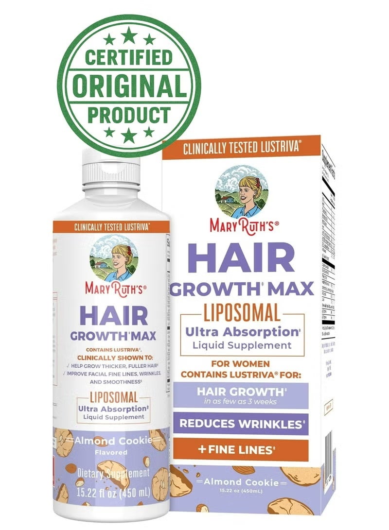 Women’s Hair Growth MAX Liposomal 450ml | Biotin 10000mcg, Lustriva & Pumpkin Seed Oil | Hair Thickening, Skin & Nail Support | Liquid Supplement for Women 18+