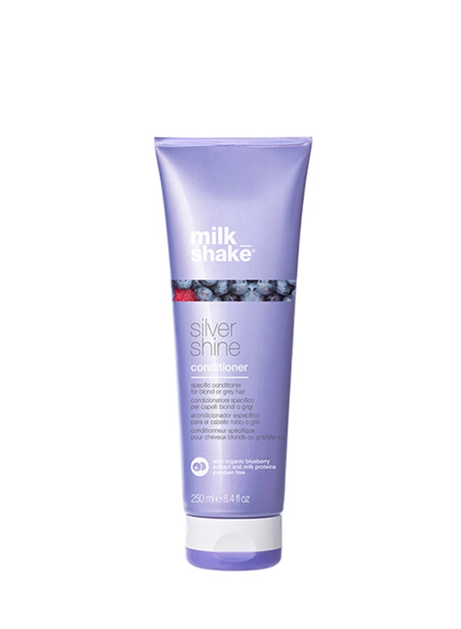 Silver Shine Conditioner – Violet Pigment Anti-Yellow Conditioner for Blonde, Grey & White Hair – With Milk Proteins, Organic Berry Extracts & Integrity 41 for Softness, Shine & Color Protection, 250ml