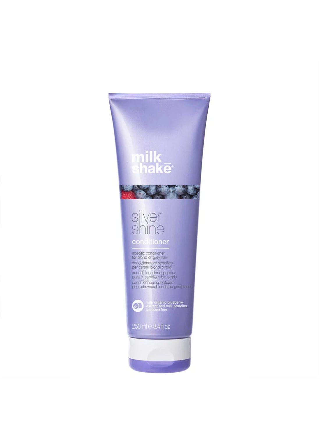 Silver Shine Conditioner – Violet Pigment Anti-Yellow Conditioner for Blonde, Grey & White Hair – With Milk Proteins, Organic Berry Extracts & Integrity 41 for Softness, Shine & Color Protection, 250ml