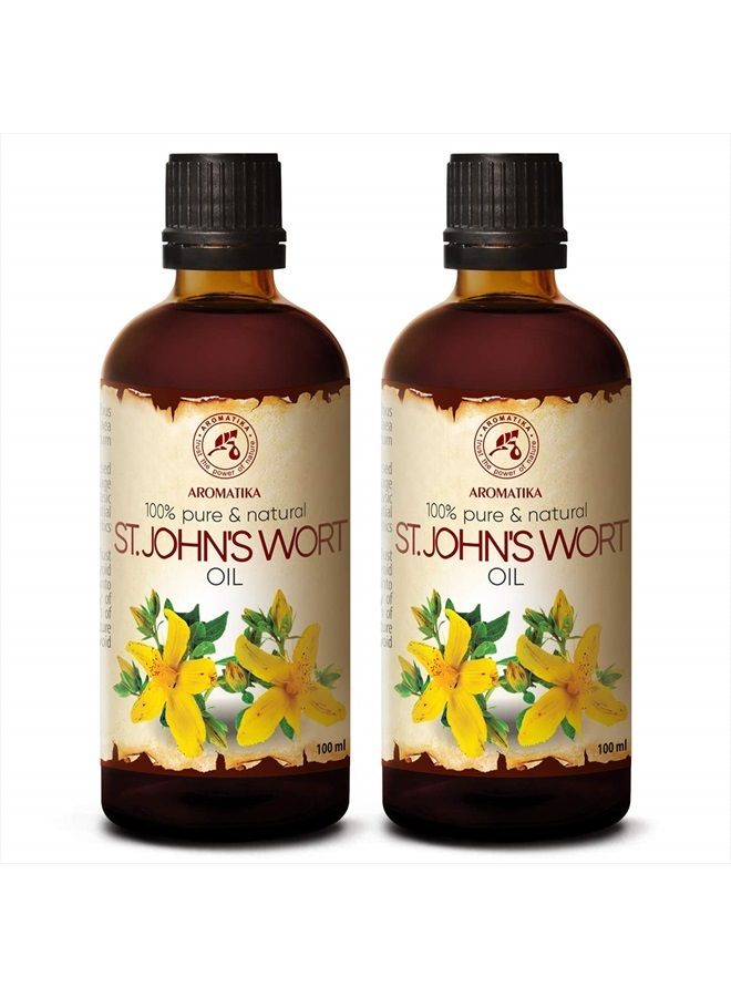 St Johns Wort Oil 6.8 oz (2 * 100ml) - Hypericum Perforatum - Carrier Oil for Essential Oils - Oil for Skin - Hair Oil - Body Oil - Face Oil - Bath Oil