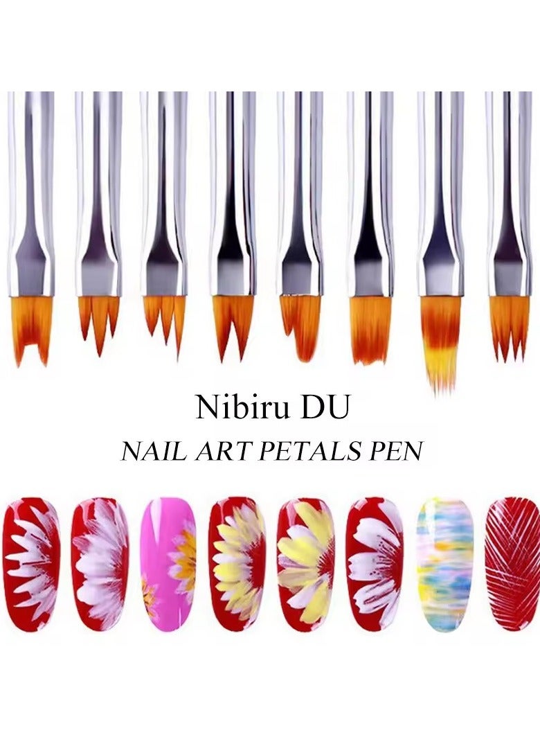 8Pcs Nail Art Brushes Set Professional Drawing Pen Gradient Painting Brush UV Gel Flower Painting Tool Manicure Supplies