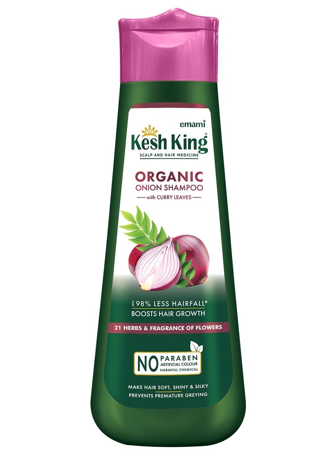 Organic Onion Shampoo With Curry Leaves Reduces Hair Fall Upto 98%, Boosts Hair Growth & Keeps Hair Smooth Upto 48Hrs | Repairs Dry & Damaged Hair | Makes Hair Silky & Bouncy - 300ml
