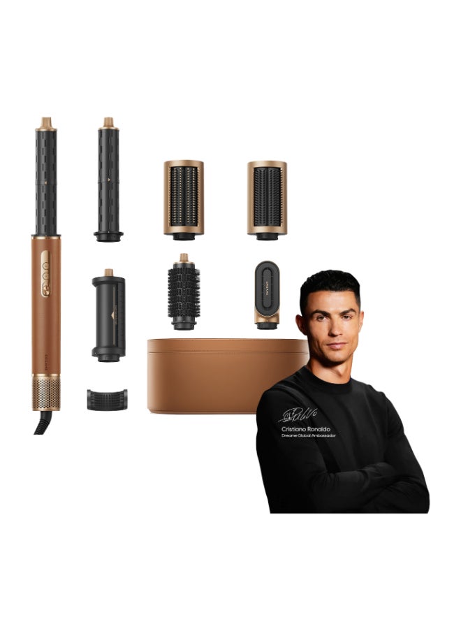Dreame AirStyle Pro, 7-in-1 Hair Styler, Fast Drying, 2 Curling Barrels, Volumizing Hair, Smoothing Brush, Reduce Frizz, Leather Package, Airflow Styling, Magnetic Design- AMF18A