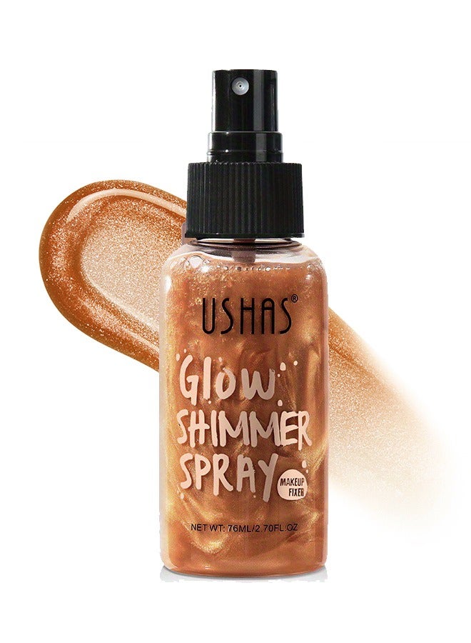 Glow Shimmer Spray - Shimmer Body Oil Liquid Easy to Push Away Natural Moisture Glitter Face Brightening Glow Pearl Highlighter Illuminator Shine Contouring Makeup for Face and Body #04