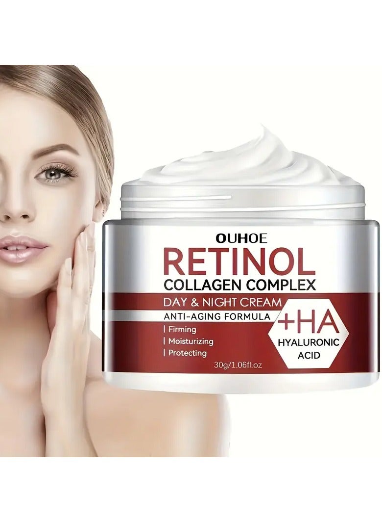 Retinol Moisturizing Face Cream - Hyaluronic Acid, Vitamin C+E, Collagen - Soothes Dry Skin, Improves Elasticity, Suitable for All Skin Types