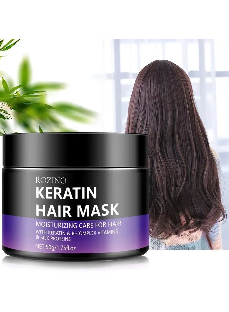 ROZINO Purple Keratin Moisturizing Hair Mask, Containing Keratin, Avocado Extract, Olive Oil, Suitable for Moisturizing Care of Hair in Autumn And Winter, Professional Hair Hydrating And Moisturizing Care Mask