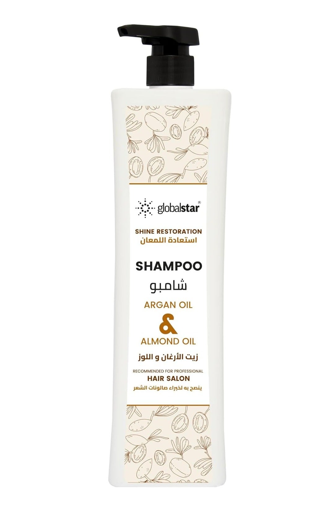 Global Star Argan & Almond Oil Hair Shampoo – Deep Hydration & Repair – 1000ml | Nourishing, Strengthening & Moisturizing Formula