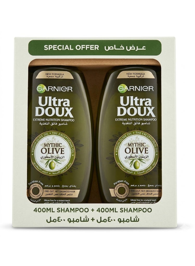 Ultra Doux Mythic Olive Extreme Nutrition Shampoo- 2x 400ml