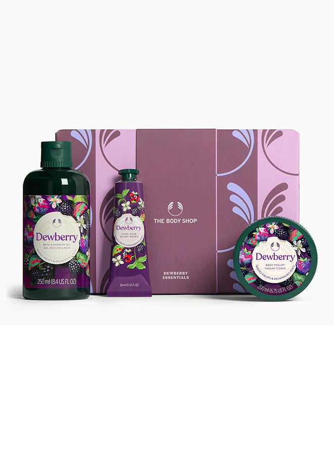 The Body Shop Dewberry Essentials Gift – Daily Routine for Dehydrated Skin, Vitamin E & Dewberry, Core Kit for Tight Skin Relief 3-Piece