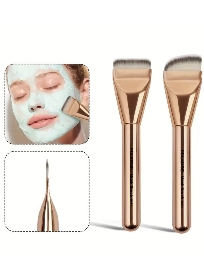 Set Of 2 Foundation Brushes And Face Mask Brushes, Flat And Angled Makeup Brushes With Soft Bristles, Convenient For Travel, Perfect Gift For Beginners