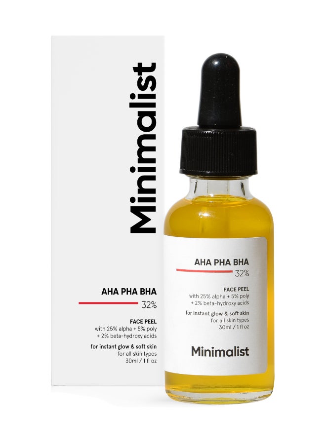 Face Peeling Solution for Glowing Skin, Smooth Texture And Pore Cleansing with 25% AHA + 2% BHA + 5% PHA for Exfoliation