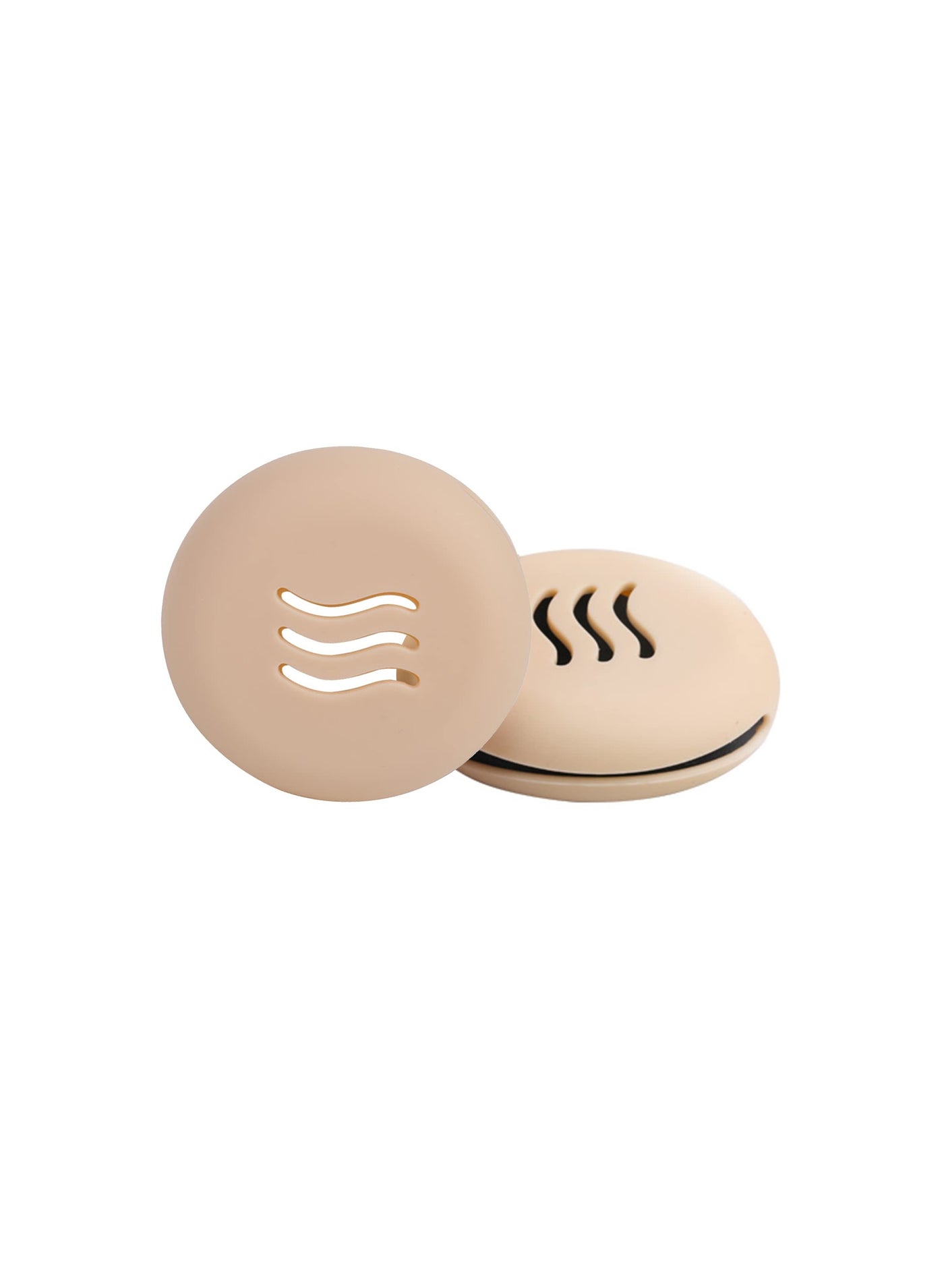 Makeup Sponge Holder, Double-sided Breathable Silicone Beauty Make Up Blender Case for Travel Home, Makeup Puff Case, Shatterproof Makeup Sponge Travel Case Reusable Easy Carry, Khaki(2 Pcs )