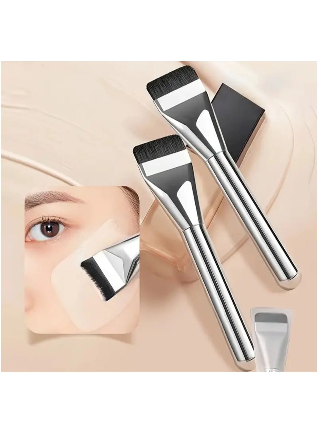 2 Pcs Professional Liquid Foundation Brush, Makeup Application, Ultra-Thin Head Foundation Brush, Mask Makeup Brush, Concealer Makeup Brush