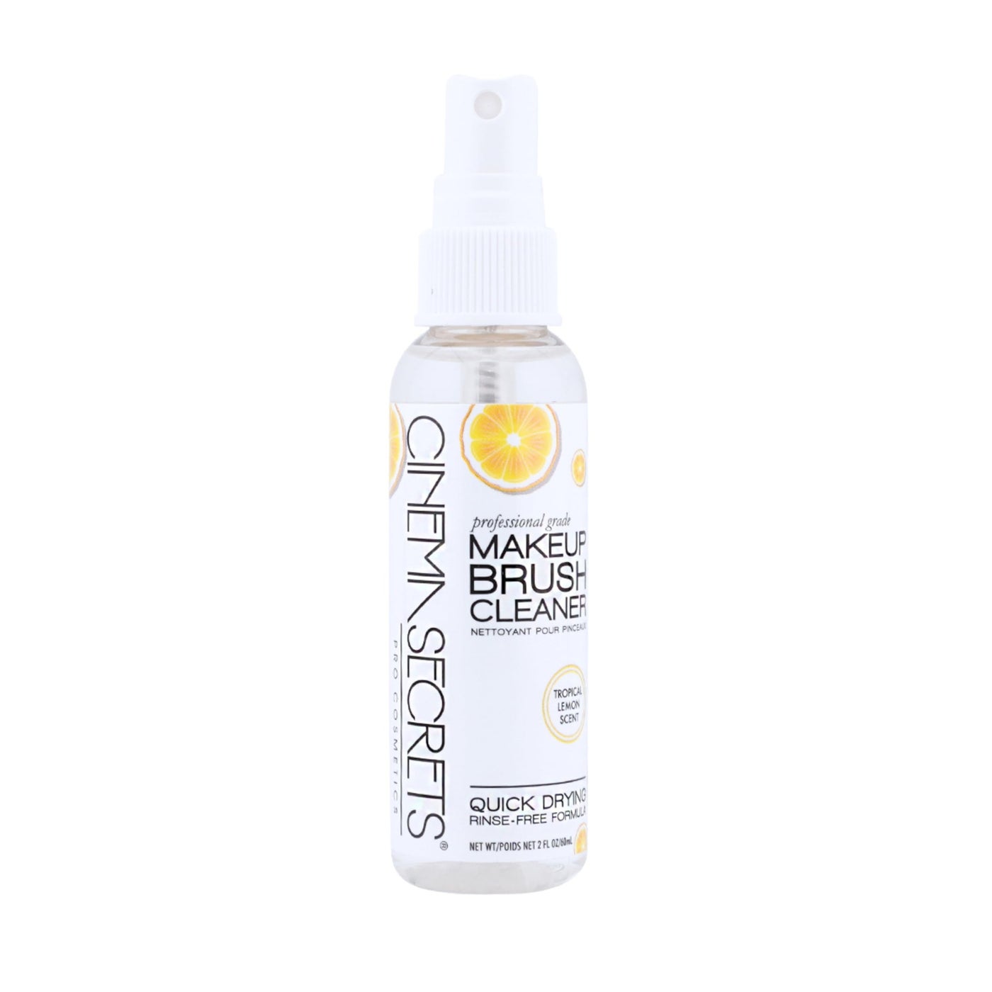 Cinema Secrets Original Makeup Brush Cleaner Spray - Professional Cleanser for Makeup Brushes - Quick-Drying, Rinse-Free Formula - Removes Stubborn Waterproof Make Up - Lemon (2 fl oz)