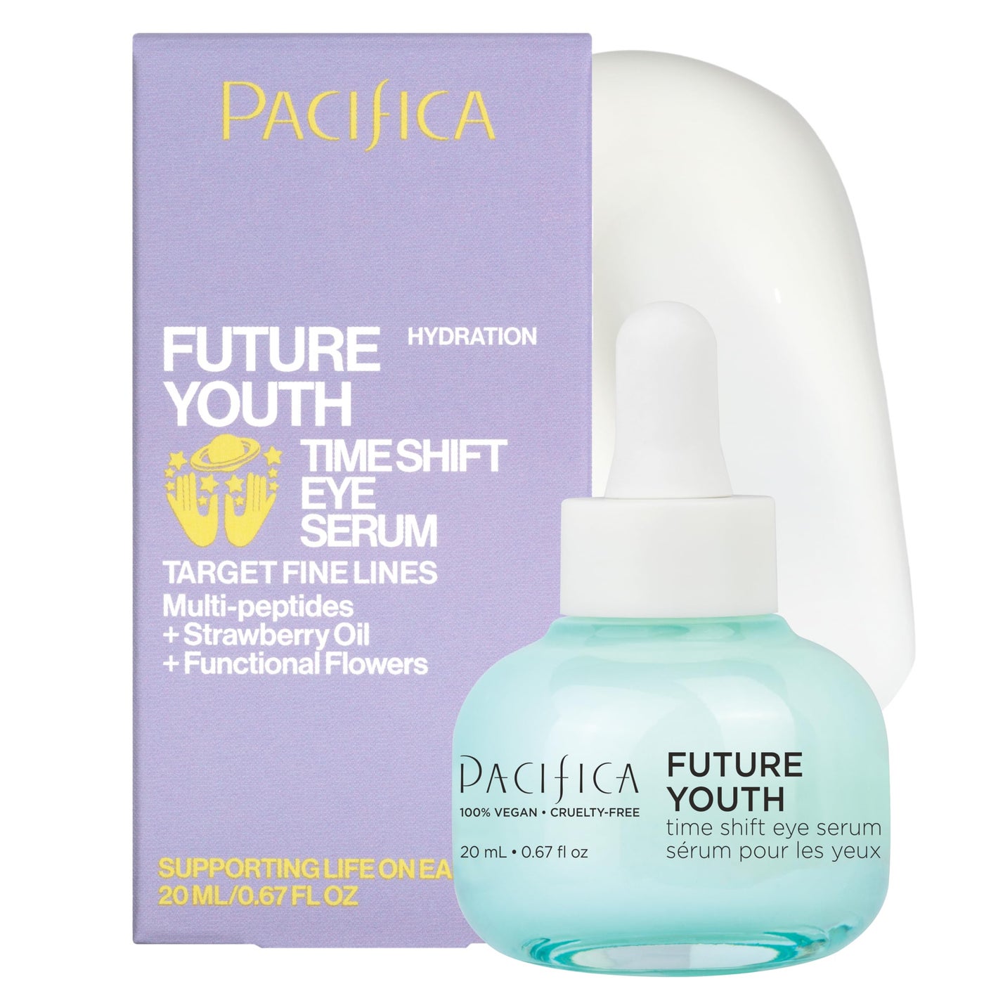 Pacifica Future Youth Time Shift Eye Serum â€“ Peptide Eye Serum for Fine Lines & Dark Circles, Lifting & Firming Under Eye Treatment w/Flora + Peptide-11, Unscented Hydrating Gel for All Skin Types
