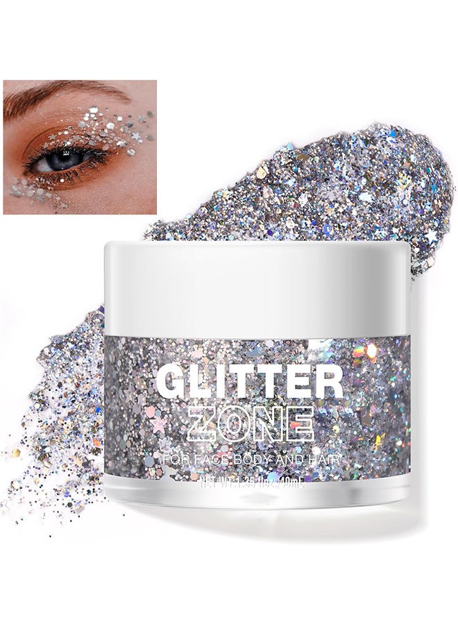 Holographic Body Glitter Gel, Cosmetic-Grade, Color Changing Glitter For Face, Body And Hair, Safe And Easy To Use, Perfect For Festivals Parties, Vegan And Cruelty Free