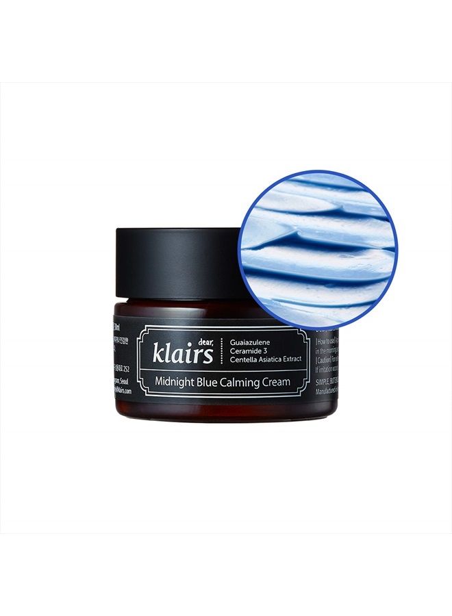 [DearKlairs] Midnight Blue Calming Cream, facial spot cream, Guaiazulene, Centella Asiatica, For troubled and sensitive skin, rapidly calm and soothe sensitivity, night calming spot cream (1.01 Fl Oz