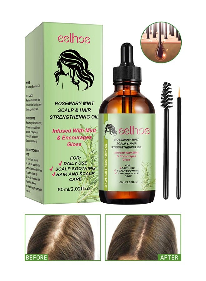 Rosemary Mint Scalp & Hair Strengthening Oil /Infused With Mint& Encourages Gloss 60ml