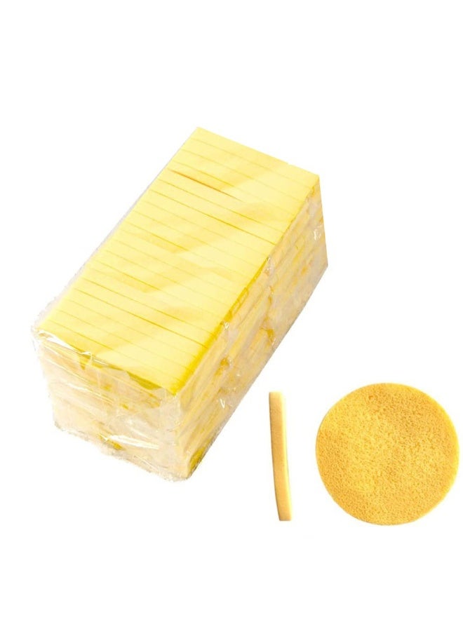 Facial Sponge Compressed,120 Count PVA Professional Makeup Removal Round Face Wash Sponges Spa Pads Exfoliating Cleansing for Women,Yellow