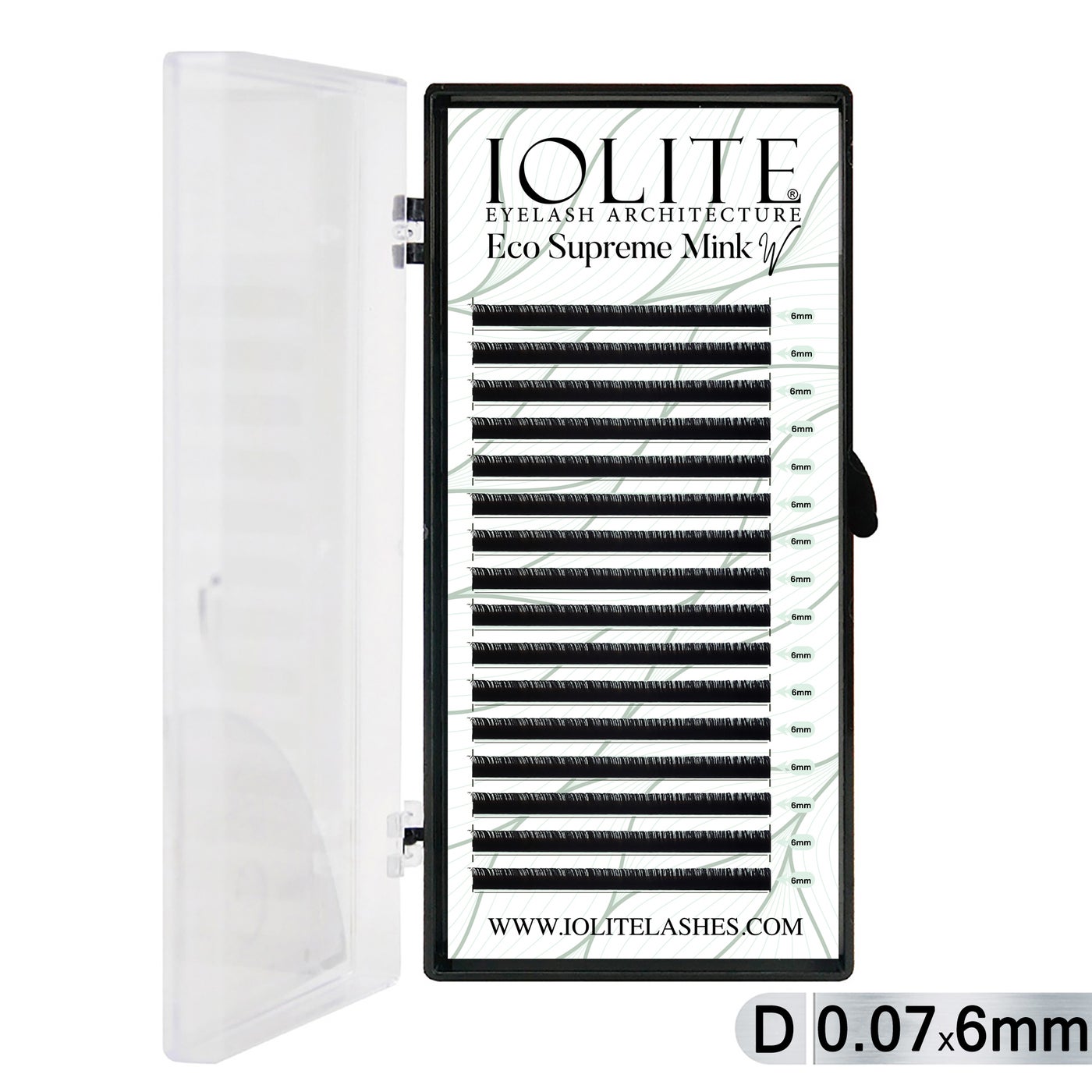 Iolite Eco Supreme Mink W Lash Extensions D Curl (0.7T Mix, 6mm–15mm) – Mink W Volume Lashes for Professional Lash Artists & Salons ISMWD7T - 6MM