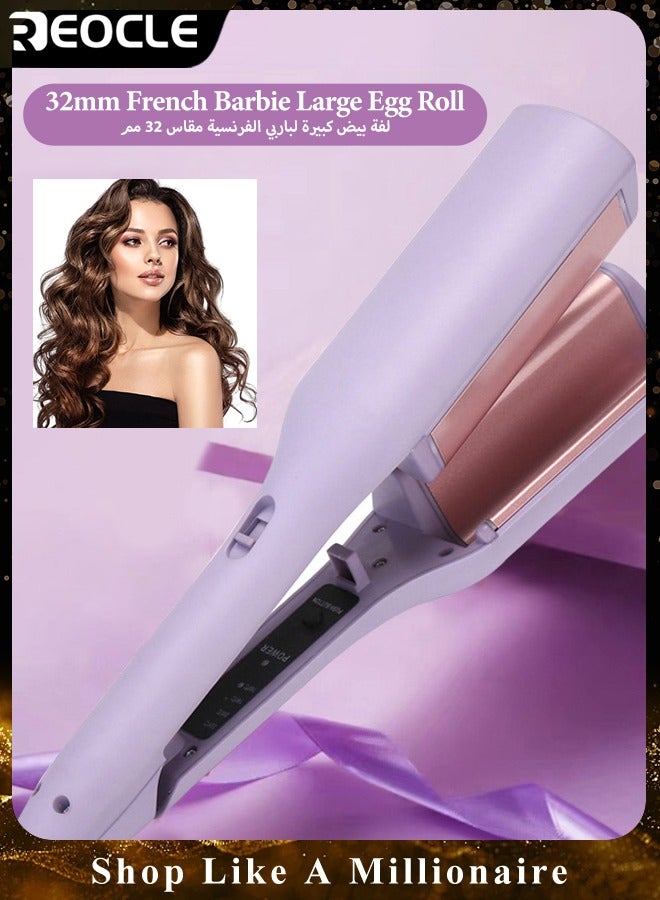 French Curling Irons Hair Curlers Set with 4 Heat Settings Instant Heat Up Dual Voltage Hair Curler for Hair Styling Purple