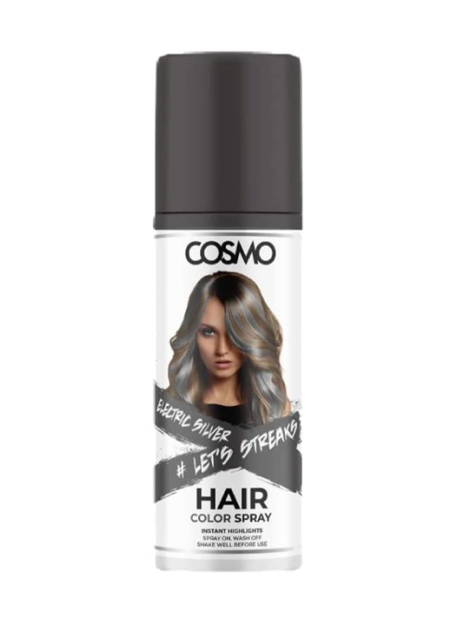 Temporary Hair Colour Spray Electric Silver For Unisex - 100ml