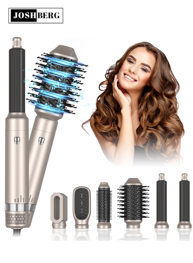 6 in 1 Auto Hair Styler Brush & Hair Dryer, Hair Curler,Hot Air Brush Set,60000 RPM High Speed Multi Styler Hair Straightener,Automatic Curling hair for Fast Drying Curling Volumizing Straightening