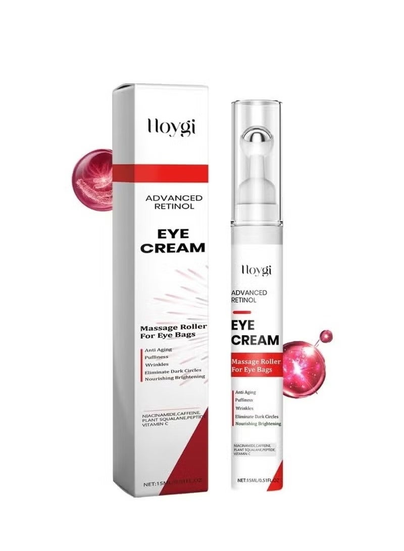Caffeine Eye Cream for Anti - Aging - Retinol, Niacinamide, Squalane, and Peptide Complex to Reduce Wrinkles, Dark Circles, Puffiness, and Fine Lines - Ice Roller For Under Puffy Eyes And Eye Bags