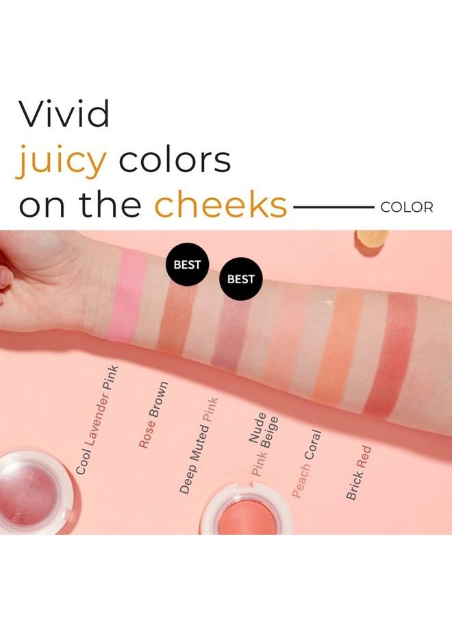 JUICY-PANG JELLY BLUSHER (BE02) - Velvety finish - Easy blending blusher - delicate look - K-beauty