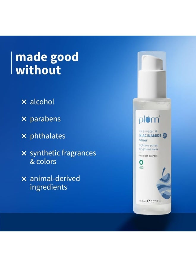 Rice Water And 3% Niacinamide Toner 150ml | Alcohol-Free, Vegan, Brightening Toner for All Skin Types, 5.07 fl oz - image 5