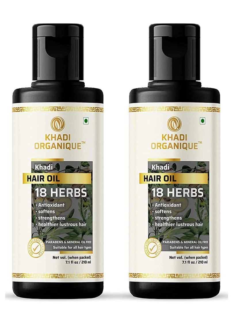 Khadi Organique Natural 18 Herbs Hair Oil 420Ml (Pack Of 2* 210ML)