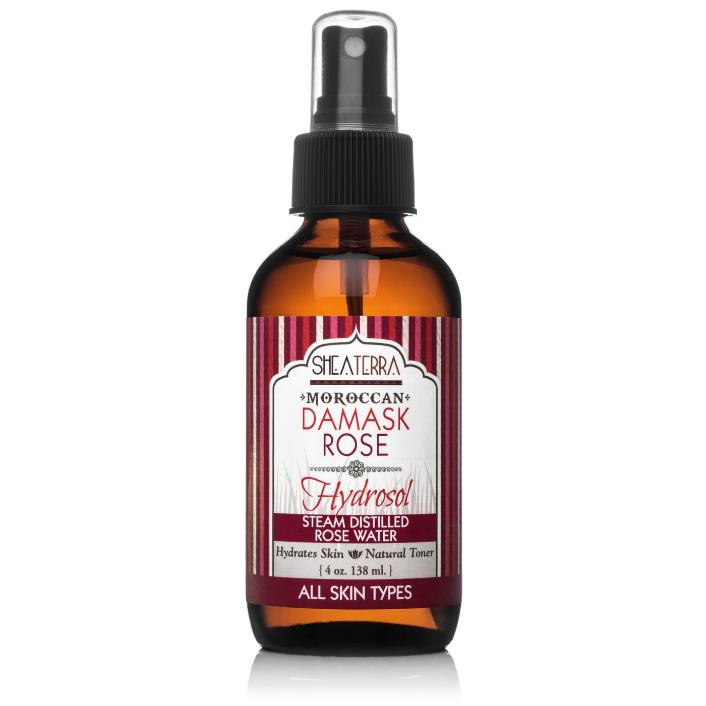 Shea Terra Organics Beauty Water, Toner & Face Mist â€“ Moroccan Damask Rose Hydrosol | Natural Daily Hydrating Toner with Anti-Aging Rose Distillate to Moisturize & Soothe Dry, Inflamed Skin â€“ 4 oz