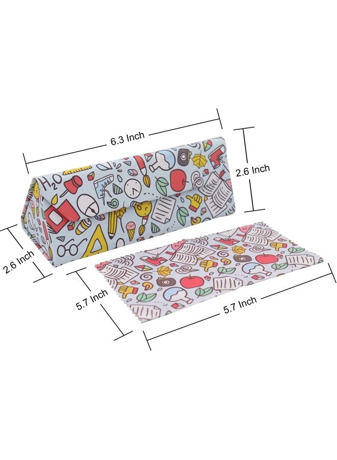 Eyeglass case with Clean cloth- Foldable Design PU Leather Lightweight case, Magnet Closure for Kids Eyeglass,Sunglasses,Glasses, Reading glasses - Back to School