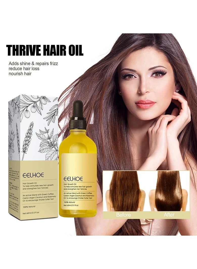 Veganic Natural Hair Growth Oil, Veganic Hair Oil, Natural Hair Growth Oil,Rosemary Oil for Hair Growth Organic for Thin Hair 60ml