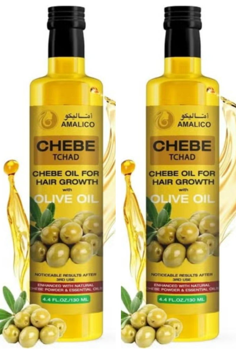 Chebe Oil for Hair Growth with Olive Oil - African Natural Chebe Powder for Hair Growth, Olive Hair Oil and Ostrich oil 130 ML 2 pcs