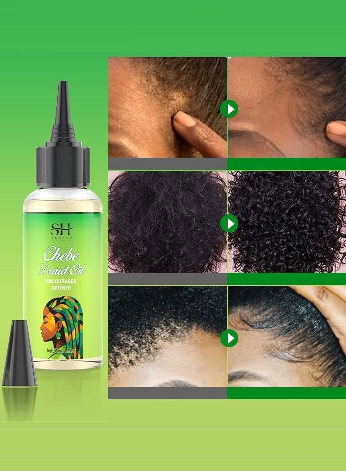 Chebe Braid Hair Oil 50ml for Hair Growth Super Moisturizing and Lubricating African Chebe Oil Deter Hair Breakage and Promote Hair Growth and Hair Deep Conditioning Chebe Oil