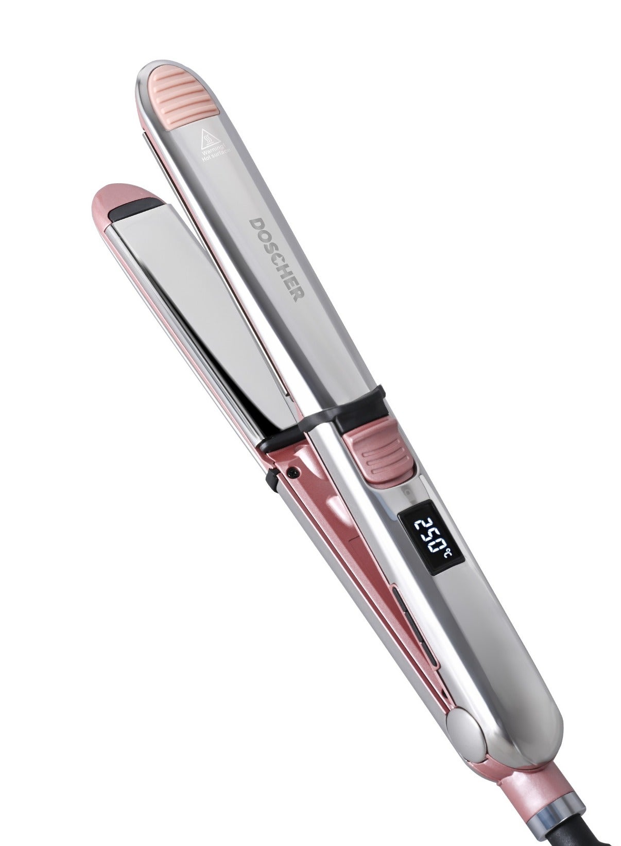 Titanium Hair Straightener & Curler, 2-in-1 Flat Iron with Negative Ions, Up to 480°F / 250°C, LCD Display, Adjustable Heat, Ceramic-Level Glide Upgrade, Dual Voltage & Travel Lock – Professional Styling Tool