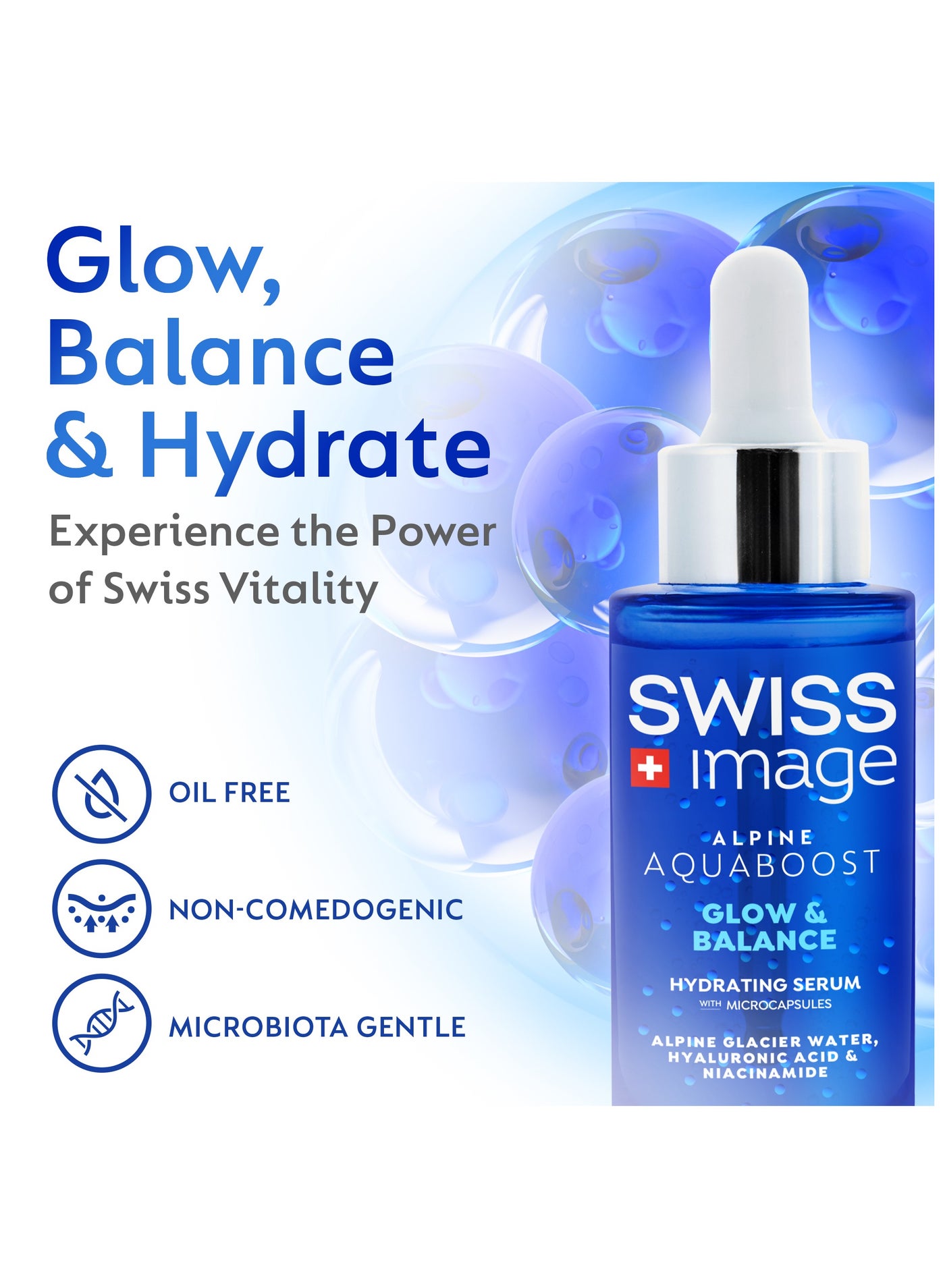 Aquaboost Hyaluronic Acid And Niacinamide Face Serum With Microcapsules, 30 Ml Oil-Free, Non-Greasy And Fast-Absorbing Formula Deeply Hydrates, Brightens And Smooths Skin| All Skin Types Swiss Made - image 2