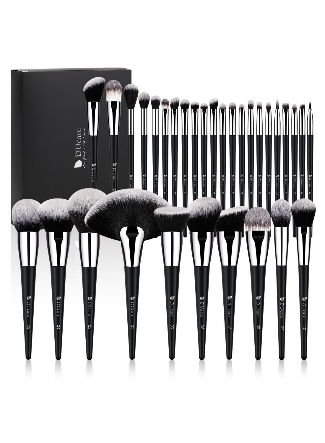 Professional 32-Piece Vegan Makeup Brush Set - Premium Synthetic Kabuki, Foundation, Blending, Powder & Eyeshadow Brushes with Luxury Gift Box (FSC Certified)