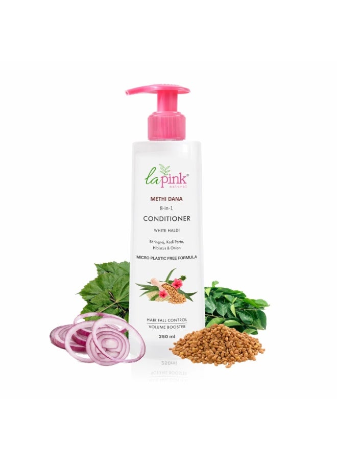 Methi Dana/Fenugreek Seeds 8-in-1 Hair Fall Conditioner 250ml for Men and Women | For Damaged and Weak Hair, Boosts Hair Volume with Hibiscus, Bhringraj, Indian bay Leaf & Onion, Sulphate Free