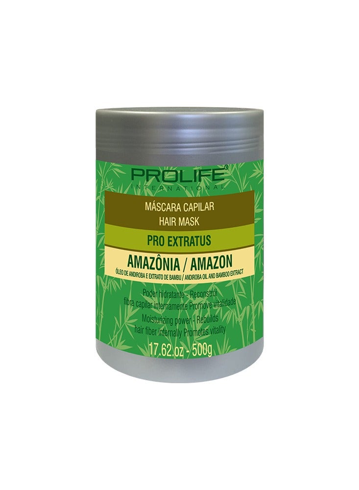PRO EXTRATUS HAIR MASK Deep Chemically Damaged Hair Treatment Mask Rebuild Hair Fiber Internally and Promots vitality with Andiroba Oils and Bamboo Extrats 500G Made In Brazil