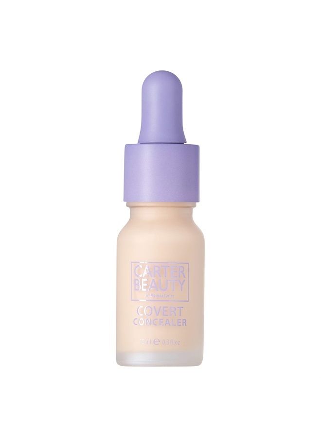Covert Brightening Concealer - Creamy, Lightweight Full Coverage Liquid Formula - Instant Undereye Brightener and Redness Corrector - Vegan, Cruelty Free, Unscented - M