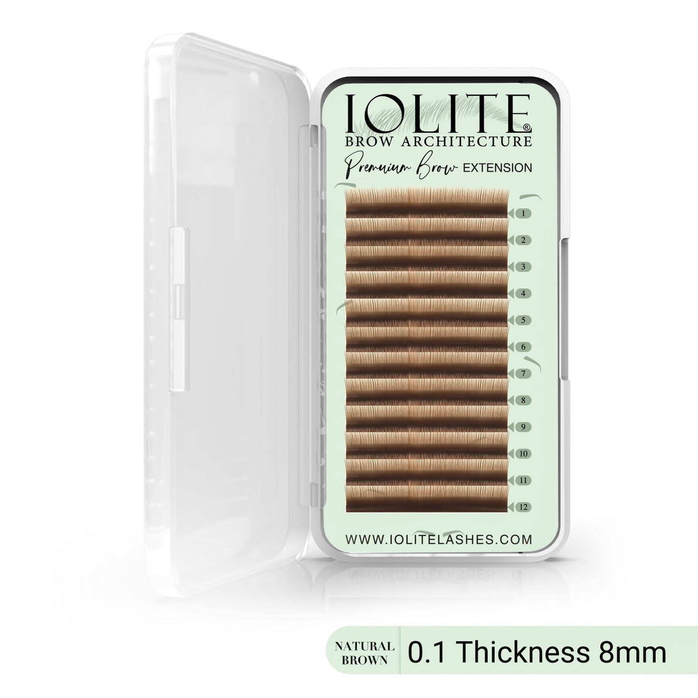 Premium Eyebrow Extension Brow Natural False Eyebrows in Tray - Brow Extension 0.10T Thickness ; Length - 8mm, 9mm, Mix - Natural Brown - 8mm