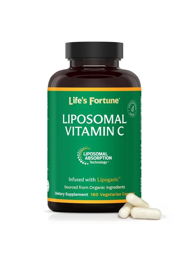 Liposomal Vitamin C 2100 mg, Fast Acting Absorption, Higher Bioavailability Supporting Immune System, High Antioxidant Supplement Formula – Collagen Booster – 180 Capsules