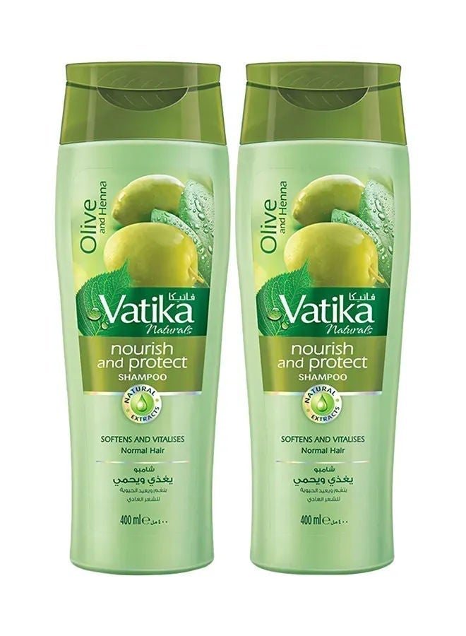 Hair Nourish & Protect Shampoo, Olive & Henna, Pack Of 2, 2X400ml