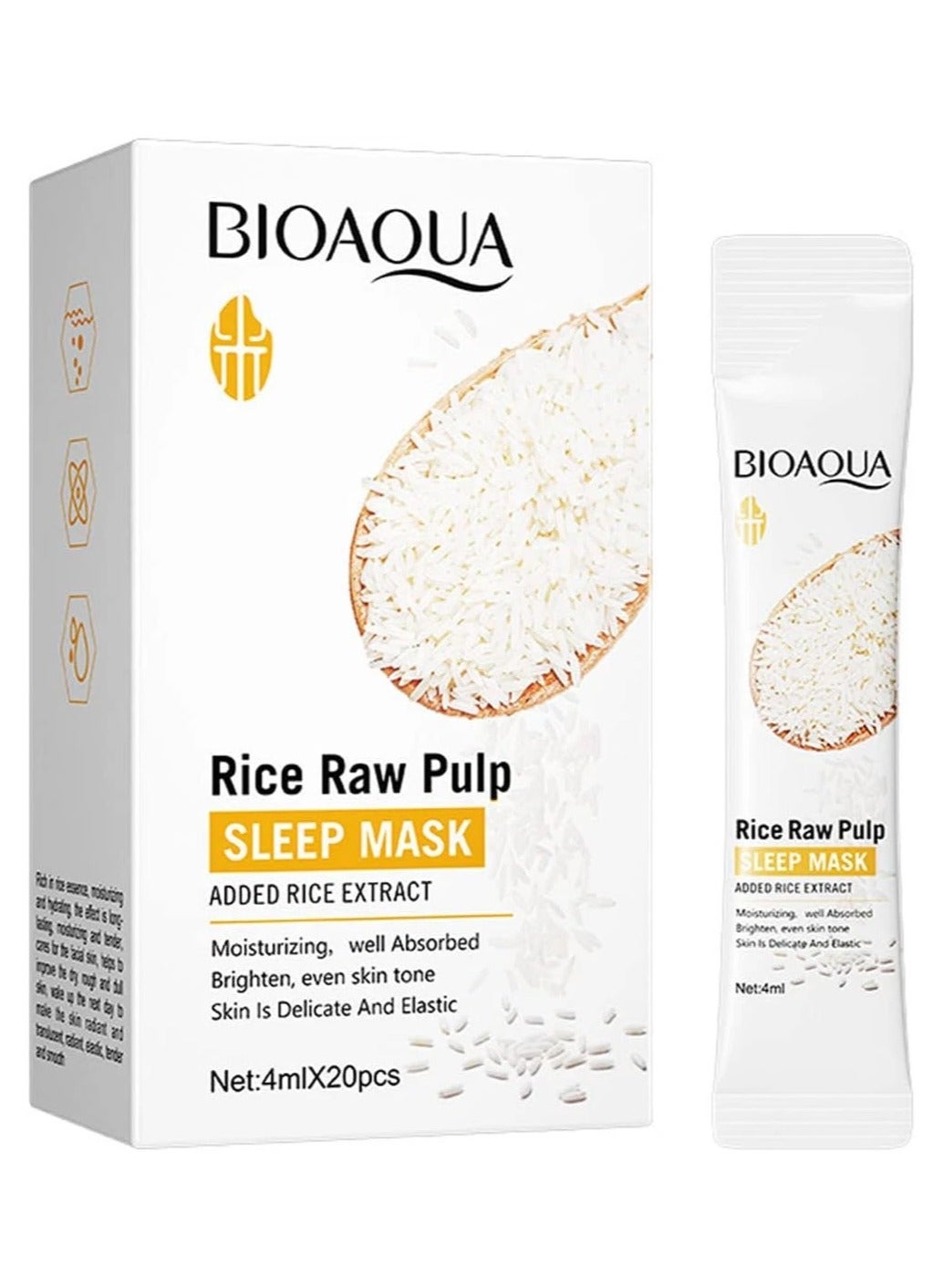20 Pcs BIOAQUA Raw Rice Pulp Sleeping Masks Moisturizing Firming Facial Mask Skin Care Sleeping Face Masks