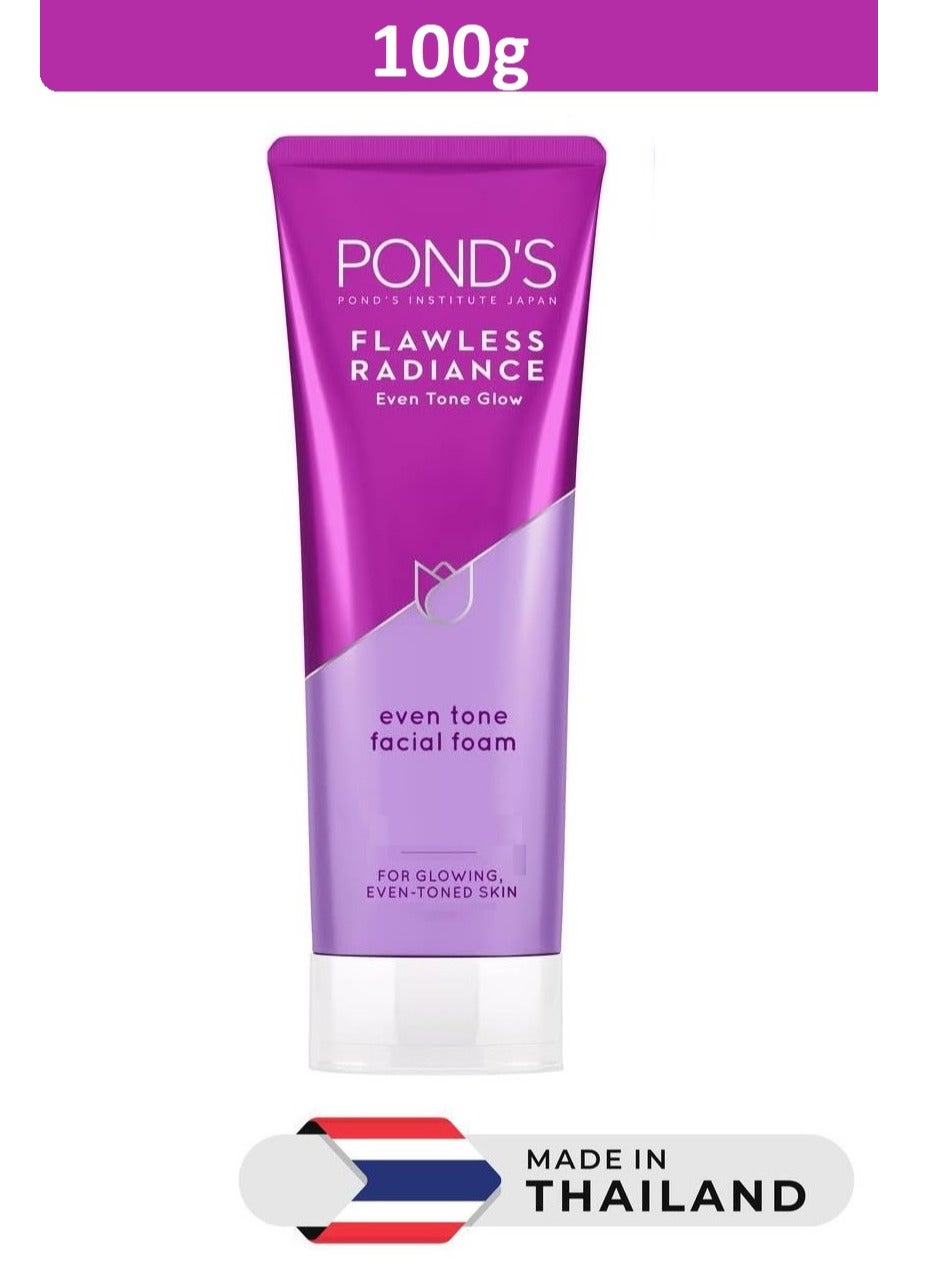 Flawless Radiance Facial Foam Cleansing and Exfoliating with Niacinamide and Vitamin E, Even-tone Glow, gives Blemish-Free Skin, 100g